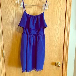 Scalloped Royal Blue Spaghetti Strap Dress
